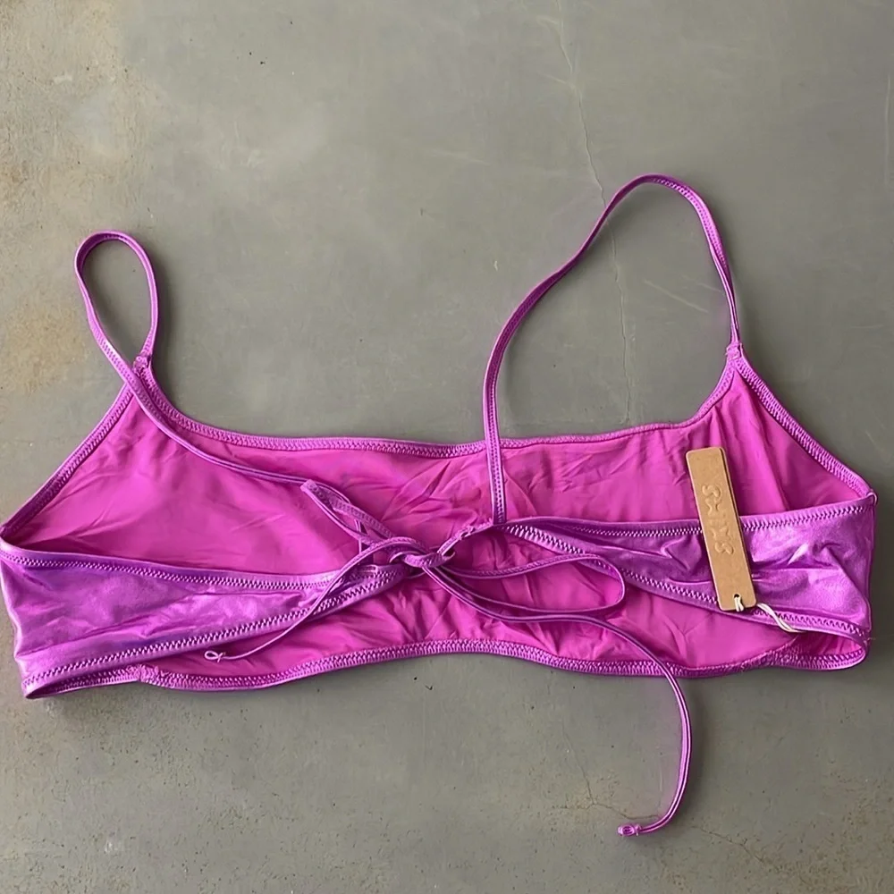 SKIMS NWT Dragon Fruit Metallic Swim Micro Scoop Bikini Top Size 4X - Picture 3 of 7